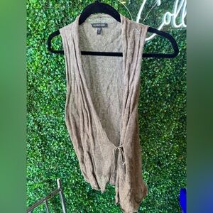 Eileen Fisher Women Brown 100% Wool Sleeveless Cardigan Vest M